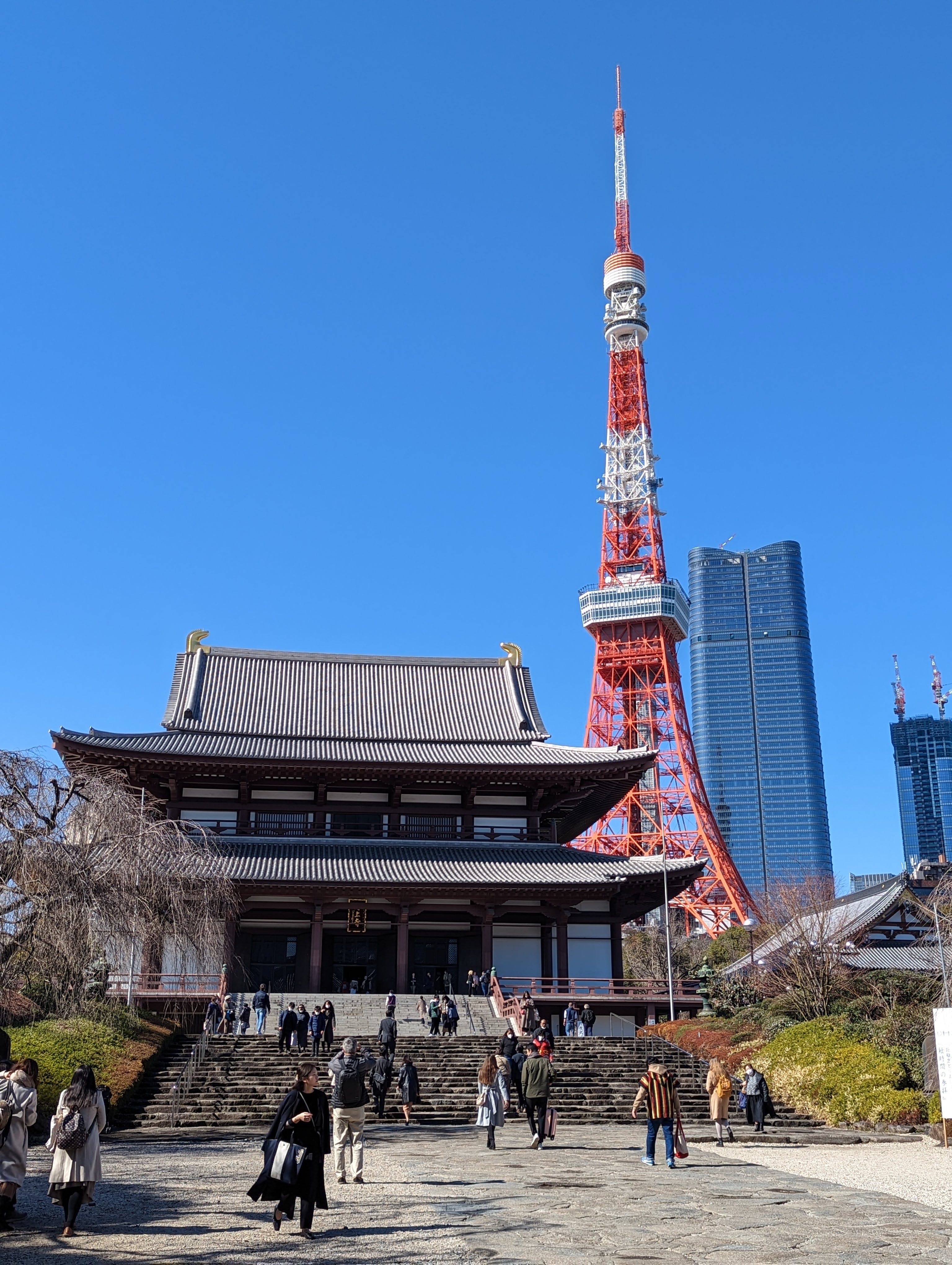 Zojo-ji temple with the Tokyo tower in the back